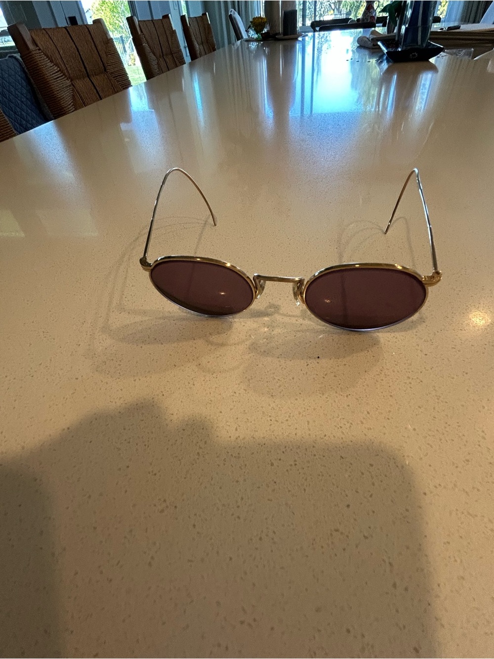 Vintage Art Craft USA Oval Gold Frame Sunglasses with Polarized Lenses.